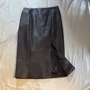 Elegant Dark Brown Women's Faux Leather Skirt size 12/XXL